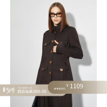 Z Boss Military Style Jacket Women Stand Straight Barrel Closeted Waist Tailoring Style Twill Wool Suit Short Coat Woman