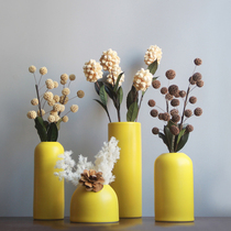 Nordic vase ornaments Living room flower arrangement Ceramic dried flower vase Yellow simple modern flower ins decorative ornaments