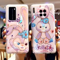 Applicable Huawei star della P50 mobile phone shell P30 flash powder mate40pro cute nova9 rabbit 8 7 hanging rope 6