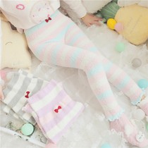 Autumn Japanese coral velvet home pants Candy color thickened soft pajamas leggings cute warm pants for women