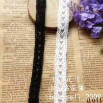 1010777 Chihiro affordable handmade black and white small heart shaped exquisite lace mesh embroidery lace clothing accessories