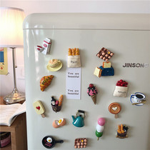 * Beautiful little aunt * refrigerator sticker three-dimensional creative magnetic sticker simulation food bread message Sticker Iron Stone