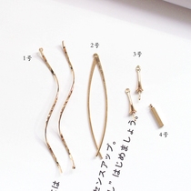 14K gold gold plated European and American ins minimalist Pearl needle plate wave tassel ear wire DIY accessories