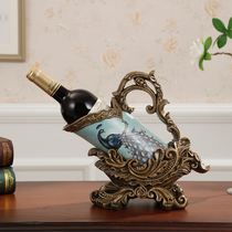 Peacock American wine cabinet decorations Living room ornaments creative household European-style resin wine rack Home furnishings soft decoration