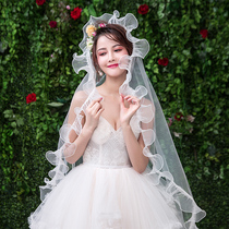 Bride wedding white Mori Super fairy wedding dress veil 2021 Korean style new travel simple net gauze headdress winter