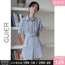 GUIER collection waist strap shirt dress shirt dress 2022 new Summer Herbenwind temperament small skirt children
