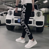 Handsome casual ankle-length pants Korean version of the net Red Tide brand trunking fashion summer thin knitted sweatpants men