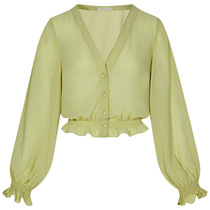 2019 summer New Matcha green avocado green temperament socialite lantern long sleeve chiffon cardigan coat women
