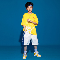 Childrens street dance tide suit suit childrens summer short sleeve jeans two-piece boy hip hop loose handsome tide cool