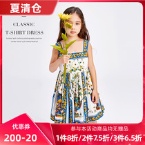 Girls cotton dress summer 2021 new summer childrens foreign style in big childrens clothing princess dress baby skirt