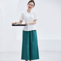 Spring and summer new beauty salon work clothes women loose short-sleeved suit female beautician health spa technician clothes