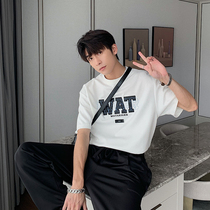 Hualun summer letter embroidered white T-shirt mens short sleeves blockbuster shirt mens fashion brand Hong Kong style versatile top