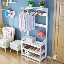 Door household living room shoe cabinet hanger Creative multi-functional shoe rack Clothes rack One solid solid wood shoe kitchen against the wall