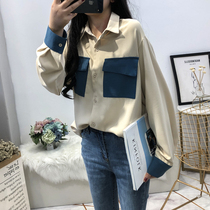 2020 new autumn large size womens shirt 200 Jin foreign little shirt fat sister loose chiffon shirt top