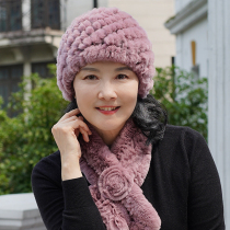 Rex rabbit hair hat female winter warm middle-aged elderly fur hat autumn winter grandmother mother-in-law old lady