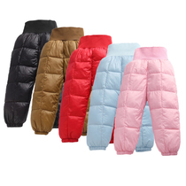 Childrens down high waist cotton pants 2021 Autumn winter paragraph Baby baby warm pants male and female outwear thickened childrens clothing