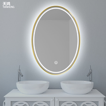 Aluminum alloy oval LED light mirror Round bathroom mirror Wall mounted bathroom mirror Smart bathroom mirror with light