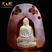  Tianguang Hui natural amber Beeswax Big Day Nyolai pendant Yellow honey amber necklace pendant men and Women Buddha pendant gift