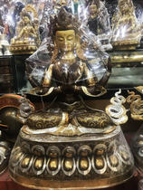 Tibetan Buddhism Nepal red copper engraving gold florist Buddha statue Buddha statue 4-arm Guanyin Buddha 1 m