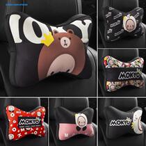 Car headrest neck pillow a pair of pillow cute female waist back comfortable fabric neck support personality monkey