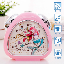 Cartoon Mute Children Alarm Clock Music Creative Nightlight Students Bedroom Cartoon Mermaid Cute and Sleeping Little Alarm Clock