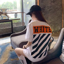 Korean pop brand flocking WHITE short-sleeved womens cotton loose T-shirt male and female lovers Lu Han star with the same street