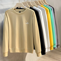 2021 Spring and Autumn Tide Brand Small Embroidery Loose Round Neck Couple Sweatshirt Men Pullover Long Sleeve T-shirt base shirt