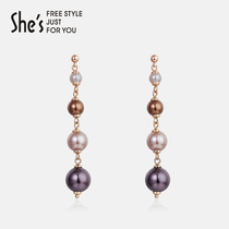 shes xizi star with the same sea pearl hand beading craft pearl earrings temperament long earrings