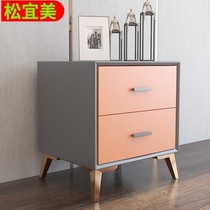 Light luxury leather bedside table complete Nordic simple modern net red bedroom bedside storage small apartment ins locker