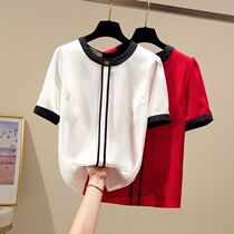 South Korea Short Sleeve Snow-spinning Jersey Woman Fashion Foreign Air Fairy blouses Summer Temperament Shirt Design Sensation Little sweaters