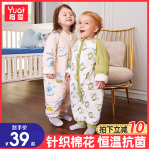 Childrens one-piece pajamas Autumn and winter velvet thickened mens and womens baby home clothes Anti-cold anti-kick baby sleeping bag