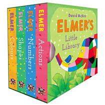 Spot English original imported books Plaid Elephant Emmas Little Library 4 volumes boxed cardboard books English original Elmers Little Librar