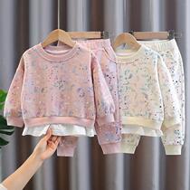 Female Baby Suit 2022 New Spring Autumn Childrens Net Red Ocean Gas 1 Year Old Children Fall Two Sets 3 Girls Autumn Clothes