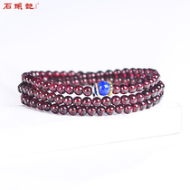 Stone stone garnet bracelet female enamel cloisonne jewelry natural wine red multi-circle bracelet jewelry gift