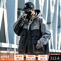 Xiaobin national tide function wind cotton clothing mens Tide brand 2020 new multi-pocket winter coat hooded padded cotton coat