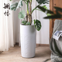 Nordic wind modern minimalist green planting ceramic flower pots Living room Indoor Balcony Outdoor Planting tree potted large size customizable