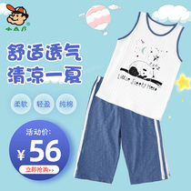 AB Kids Pajamas Boys Home Clothing Summer Mid-large Children Short Sleeve Pure Cotton Thin Girls Boys Vest Sets