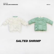 Salty Egg Shrimps Rice Girl Thicken Tucked Collar Cotton Clothing Jacket Baby Winter Cotton Padded Jacket Children Warm Cover Head Cotton Clothing