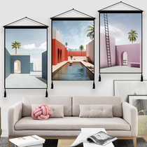 Morandi color hanging painting background cloth net red shooting bedroom live rental house decoration hanging cloth