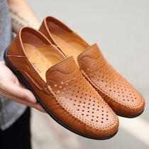 2022 New Summer Men Sandals hollow shoes mens shoes leather leisure leather shoes breathable mens hole shoes