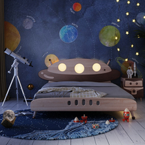 Childrens bed solid wood Boy 1 2 meters Cartoon creative childrens room Boy 1 5 meters UFO little girl single bed