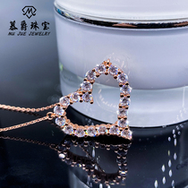 Love Necklace 925 Silver Plated 18K Rose Gold Moissanite Heart-shaped choker Luxury Small Group Drill Diamond Pendant