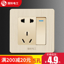  International electrician type 86 switch socket panel household concealed wall one open five-hole double control with two or three sockets