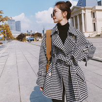 Hong Kong flavor vintage chigatra blazer womens 2021 autumn and winter New loose little tweed woolen coat