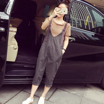 Pregnant woman suit fashion style 2022 early summer new suit pregnant woman summer T-shirt back with pants casual two sets