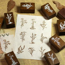 WEEK BAR Hand ledger Wooden Seal Creativity Fresher Green Grass Series Seal Handbill Decoration DIY album