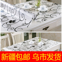 Xinjiang soft glass plastic PVC coffee table tablecloth waterproof anti-hot and oil-proof disposable transparent printed table cloth