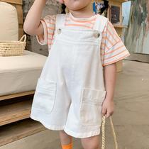 Girl back with pants new spring and summer baby Han version loose jeans Childrens spring and autumn foreign air 50% trouser trends