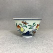 Daming Chengchang annual official kiln-level hand-painted Wufu Shou Tao Cup Jingdezhen Ceramic Kung Fu Tea Cup