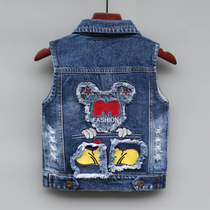 Child Cowboy Waistcoat Boy Spring New Denim Vest Manclip Girls baby Shoulder Soft Spring Autumn Dress Waistcoat